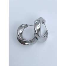 Cesicey Burgu Model Halka Kadın Çelik Küpe Gümüş Renk