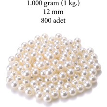 Marsilyan 1.000 Gram (1 Kg.) 12MM Krem Renk Plastik Inci Boncuk Çanta ve Takı Yapım Boncuğu (~800 Adet)
