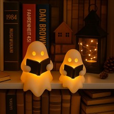 Printorium Kitap Okuyan Hayalet Figürü 2’li Pilli Mum ile Kullanım Masaüstü Obje Dekoratif Figür