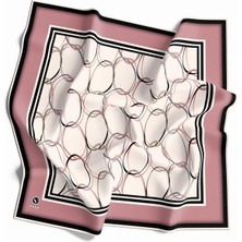 Violla Twill Halka Desenli Pudra Renkli 90X90 Eşarp (Ipek Içermez) Kenar Dikiş Şekli El Dikişli