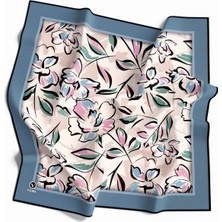 Violla Rayon Bordürlü Çiçek Desenli Petrol Mavisi Renkli 90X90 Dikim Şekli : El Dikişi Eşarp (Ipek Içermez)