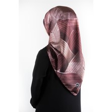 Violla Twill Dokulu Geometrik Desenli Gül Kurusu Renkli 90X90 Eşarp (Ipek Içermez) Kenar Dikiş Şekli El Dikişli