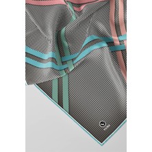 Violla Twill Çizgili Pötikareli Çizgili Desenli Somon Renkli 90X90 Eşarp (Ipek Içermez)