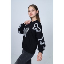 Asortix Kız Çocuk %100 Pamuk Sweatshirt – Iki Iplik Kelebek DESENLI-SWT-0001-3012