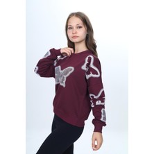 Asortix Kız Çocuk %100 Pamuk Sweatshirt – Iki Iplik Kelebek DESENLI-SWT-0001-3012