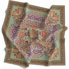 Violla Kristal Şal Desenli Haki Renkli 90X90 Eşarp (Ipek Içermez) Dikim Şekli : El Dikişi