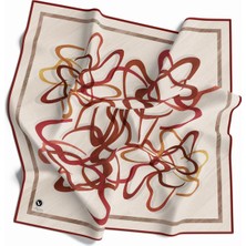 Violla Twill Çizgili Geometrik Desenli Bordo Renkli 90X90 Eşarp (Ipek Içermez) Kenar Dikiş Şekli El Dikişli