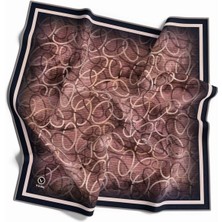 Violla Kristal Geometrik Desenli Somon Renkli 90X90 Eşarp (Ipek Içermez) Kenar Dikiş Şekli El Dikişli