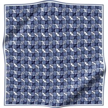 Vissona %100 Twill Ipek Geometrik Desenli Indigo - Lacivert Renkli 90X90 Eşarp Dikim Şekli : El Dikişi