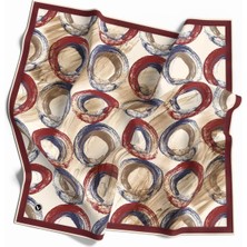 Violla Twill Geometrik Fırça Darbesi Desenli Gül Kurusu Renkli 90X90 Eşarp (Ipek Içermez) Kenar Dikiş Şekli El Dikişli