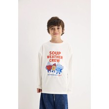 Marvy Kids Marvy Kış Temalı Baskılı Uzun Kollu Tshirt