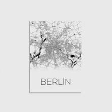 Berlin Harita Çerçevesiz Poster Duvar Dekorasyonu