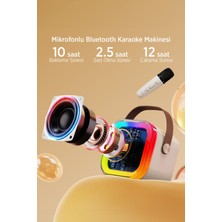 Kensa Kablosuz Mikrofonlu Karaoke Makinesi Taşınabilir Bluetooth Hoparlör Seti Bas Tiz Ayarlı 10.7X9X8 cm