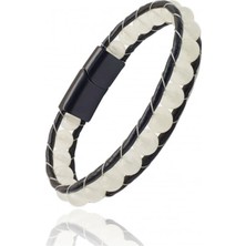 Hg.aksesuar Erkek Neon Fosforlu Deri Çelik Bileklik