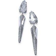 Cesicey Damla Baget Zirkon Taşlı Şık Kadın Çelik Küpe Gümüş Renk