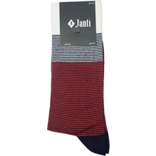 JTAW25CRP1660 Pamuk Elastan 1.kalite Soket 40-44 Beden Kırmızı Lacivert Beyaz Marin Renkler Ince Çizgili Janti Çorap
