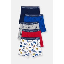 Carter's Erkek Çocuk Desenli 5'li Boxer Set Lacivert 3T728910