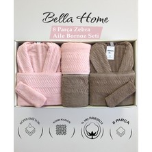 Bella Home 8 Parça Zebra Aile Bornoz Seti - %100 Pamuk - Orijinal Lüks Kutu