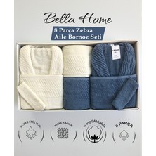 Bella Home 8 Parça Zebra Aile Bornoz Seti - %100 Pamuk - Orijinal Lüks Kutu