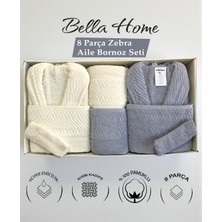 Bella Home 8 Parça Zebra Aile Bornoz Seti - %100 Pamuk - Orijinal Lüks Kutu