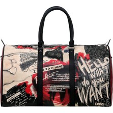 Dogo Unisex Vegan Deri Siyah Seyahat Çantası - What Do You Want Art Tasarım