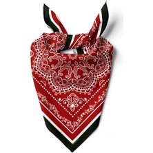 Kadın Kırmızı Şal Desenli 50X50 Bandana Hyl DG01362-22