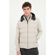 Dufy Taş Slim Fit Şişme Kapüşonlu Erkek Yelek Mont