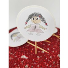 Empressco 30 Adet Yuvarlak Bayraklı Kızçe Baskılı Pasta Kürdanı, 6,5 Cm, Beyaz, Dekoratif ve Şık Tasarım