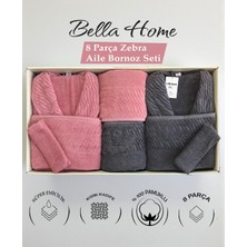 Bella Home 8 Parça Zebra Aile Bornoz Seti - %100 Pamuk - Orijinal Lüks Kutu