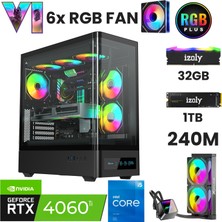 İzoly NextGen R5-B i5 13400F 32GB DDR5 1TB M.2 NVMe RTX 4060Ti 8GB 240mm Sıvı Soğutma Oyuncu Oem Seti