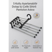 Fırsat7 5 Kollu Ayarlanabilir Dolap Içi Çelik Sihirli Pantolon Askısı | Dolap Içi Organizatör
