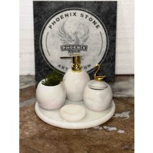 Doğal mermer banyo seti aliza art desing oval 5 li set