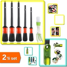 Hereveoyuncak 6 Parça Araba Detaylı Temizlik Fırçası + U Şekilli 3 Fonksiyonlu Çok Amaçlı Fırça - 2li Set W4X3P9