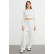 FullaModa Baskılı Stoperli Oversize Modal Eşofman Altı