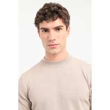 Dufy Bej Yarım Balıkçı Düz Erkek Regular Fit Triko