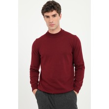 Dufy Bordo Yarım Balıkçı Düz Regular Fit Erkek Triko