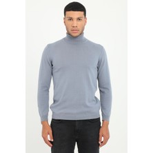 Dufy Gri Melanj Tam Balıkçı Yaka Regular Fit Düz Erkek Triko