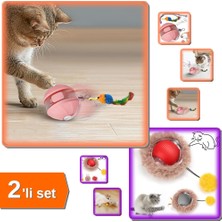 Hereveoyuncak Şarjlı Hareketli Kedi Topu Oyuncak + Tüylü Şarjlı Kedi Oyuncağı - 2li Şarjlı Set T0D9K3