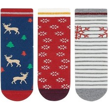 3'lü Kaydırmaz Tabanlı Havlu Kız Çocuk Çorabı