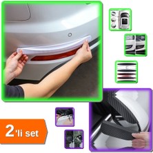 Hereveoyuncak Araba Tampon Koruyucu Karbon Desenli Beyaz + Karbon Desenli Araba Ayna Yağmur Koruyucu - 2li Set Q3M