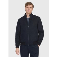 Ramsey Siyah Regular Fit Dik Yaka Casual Dokuma Mont