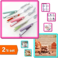 Hereveoyuncak Seyahat Tipi Saç Düzleştirici + Şık Borosilikat Bubble Bardak - 2li Set Q7R5Y5