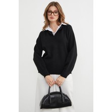 FullaModa Basic Gömlek Yaka Triko Kazak