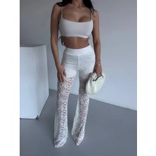 Havens Lace Kabartmalı Ispanyol Paça Pantolon