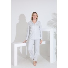 Evia Angelique %100 Pamuk Önden Düğmeli Uzun Kol Kadın Pijama Takımı 21228-21229
