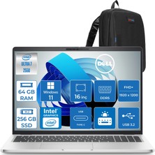 Dell Pro 16 Plus Intel Core Ultra 7 255U 5.2ghz 64GB Ddr5 256GB SSD Windows 11 Home Intel® Aı Boost 16 Inç IPS Fullhd+ (1920X1200) Taşınabilir Bilgisayar PB16250BTO105H26 + Zetta Çanta