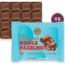 Elit Çikolata Bütün Fındıklı Sütlü Çikolata Tablet 60g - 6'lı Set
