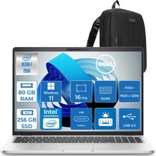 Dell Pro 16 Plus Intel Core Ultra 7 255U 5.2ghz 80GB Ddr5 256GB SSD Windows 11 Home Intel® Aı Boost 16 Inç IPS Fullhd+ (1920X1200) Taşınabilir Bilgisayar PB16250BTO105H31 + Zetta Çanta