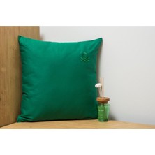 Benetton 100% Pamuk 45*45 Cm Düz Kırlent Dolu Yeşil