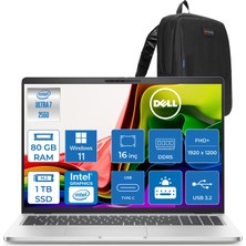 Dell Pro 16 Intel Core Ultra 7 255U 5.2ghz 80GB Ddr5 1tb SSD Windows 11 Pro Intel® Aı Boost 16 Inç IPS Fullhd+ (1920X1200) Taşınabilir Bilgisayar PC16250BTO107P33 + Zetta Çanta
